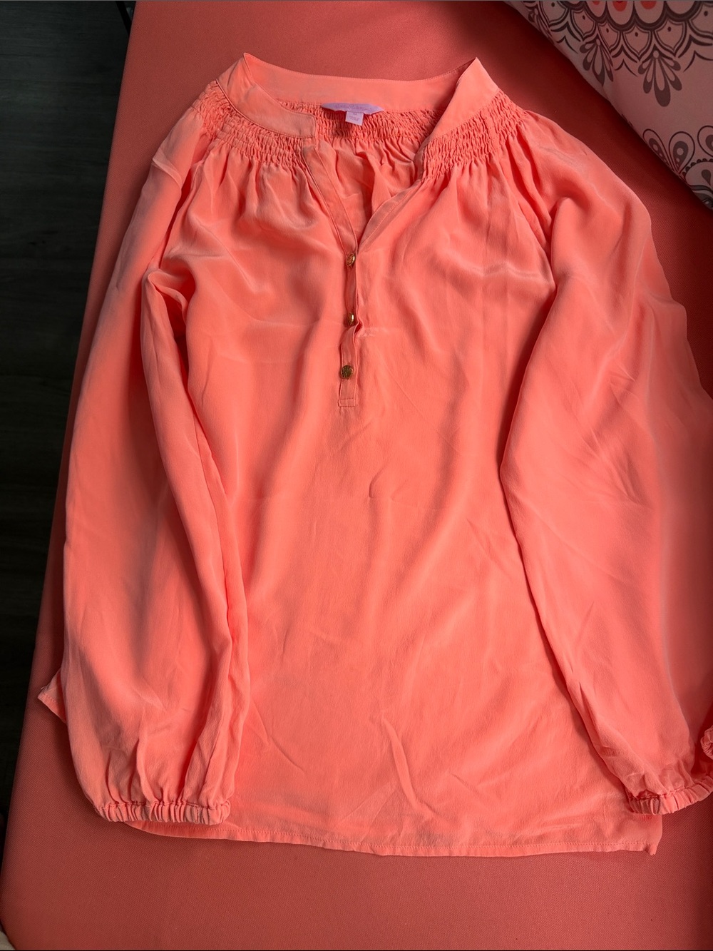 Lilly Pulitzer Coral Peasant Blouse